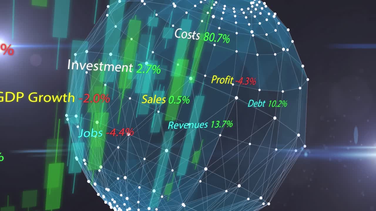 검은 바탕에 전 세계에 대한 데이터 처리의 애니메이션