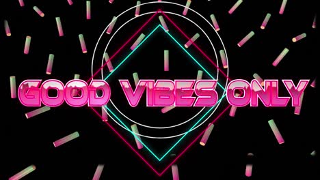 animación de buenas vibraciones sólo sobre formas geométricas y rodillos coloridos sobre fondo negro