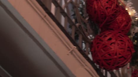 christmas lights and decorations on building at night