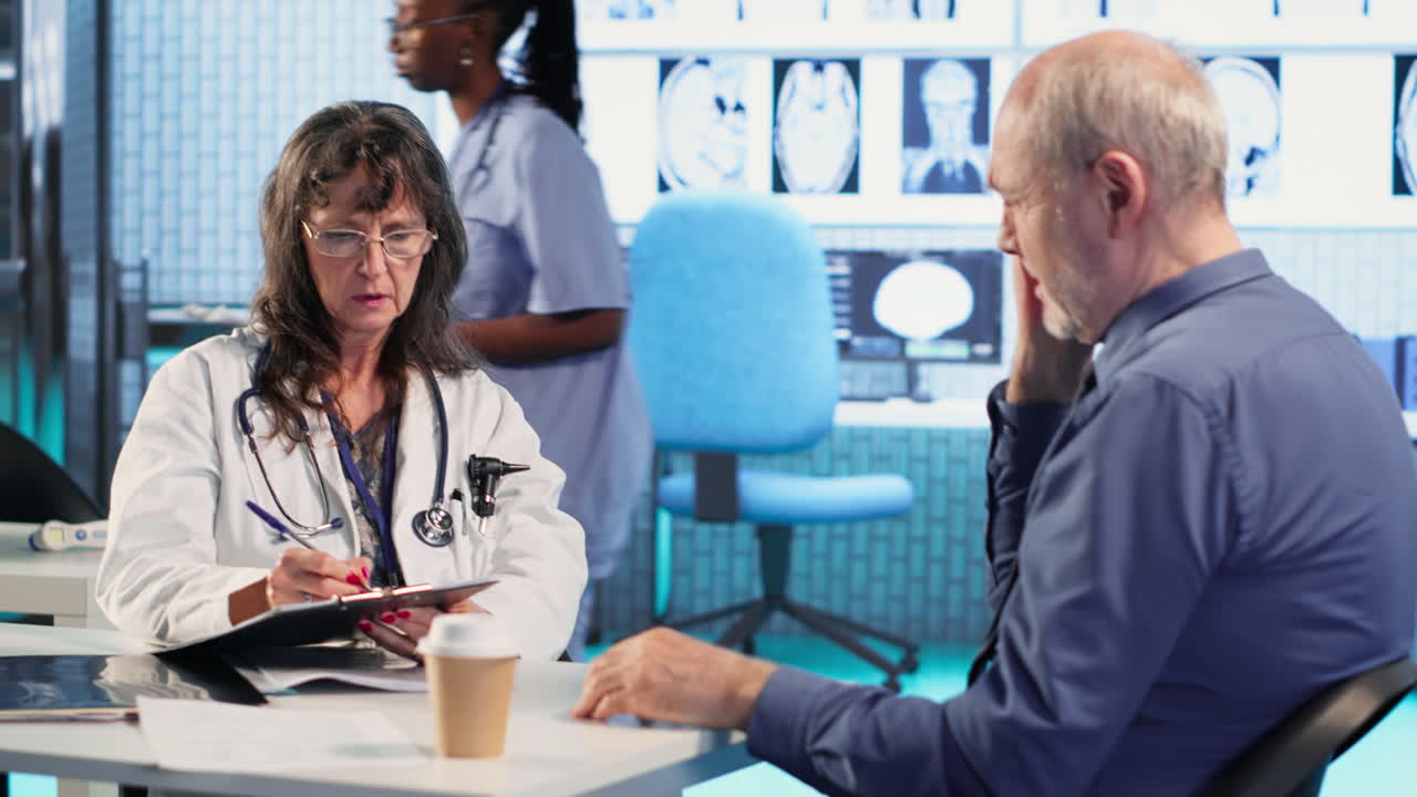 Vertical Video Female doctor providing expert advice to cure a migraine during checkup