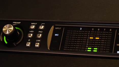 audio signal levels monitoring audio console on a digital sound amplifier