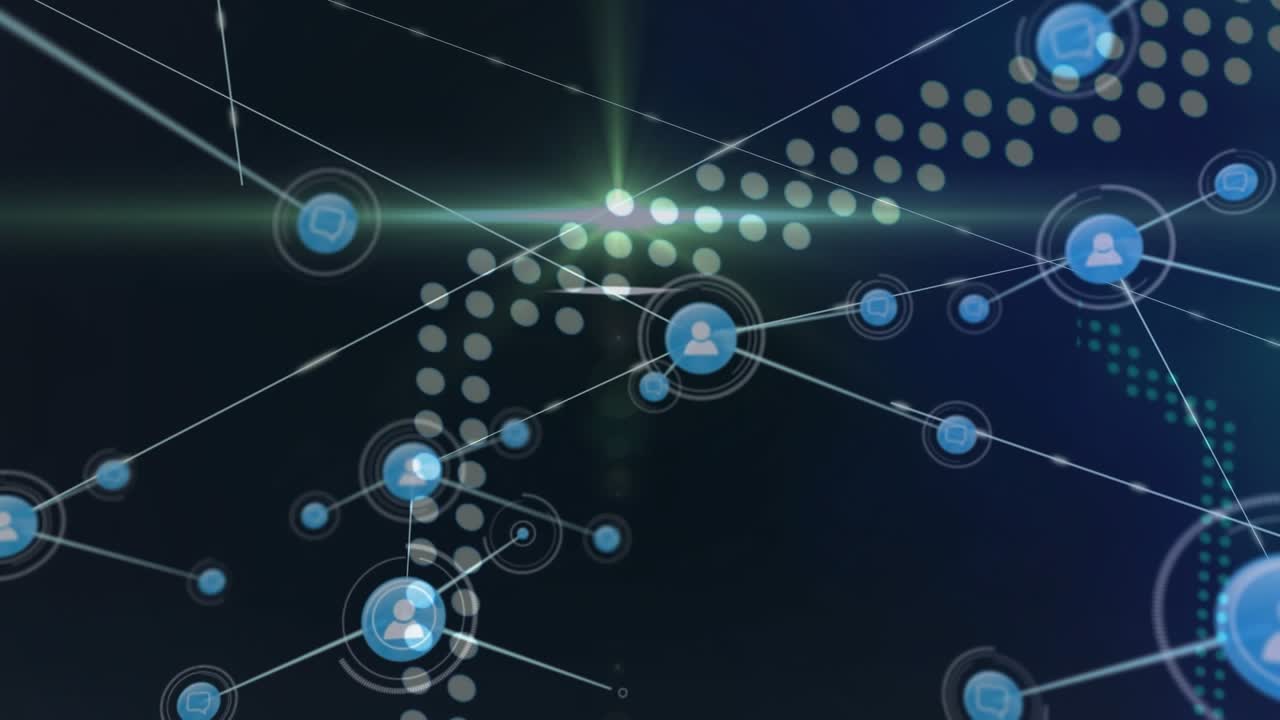 Animation of network of connections over spots