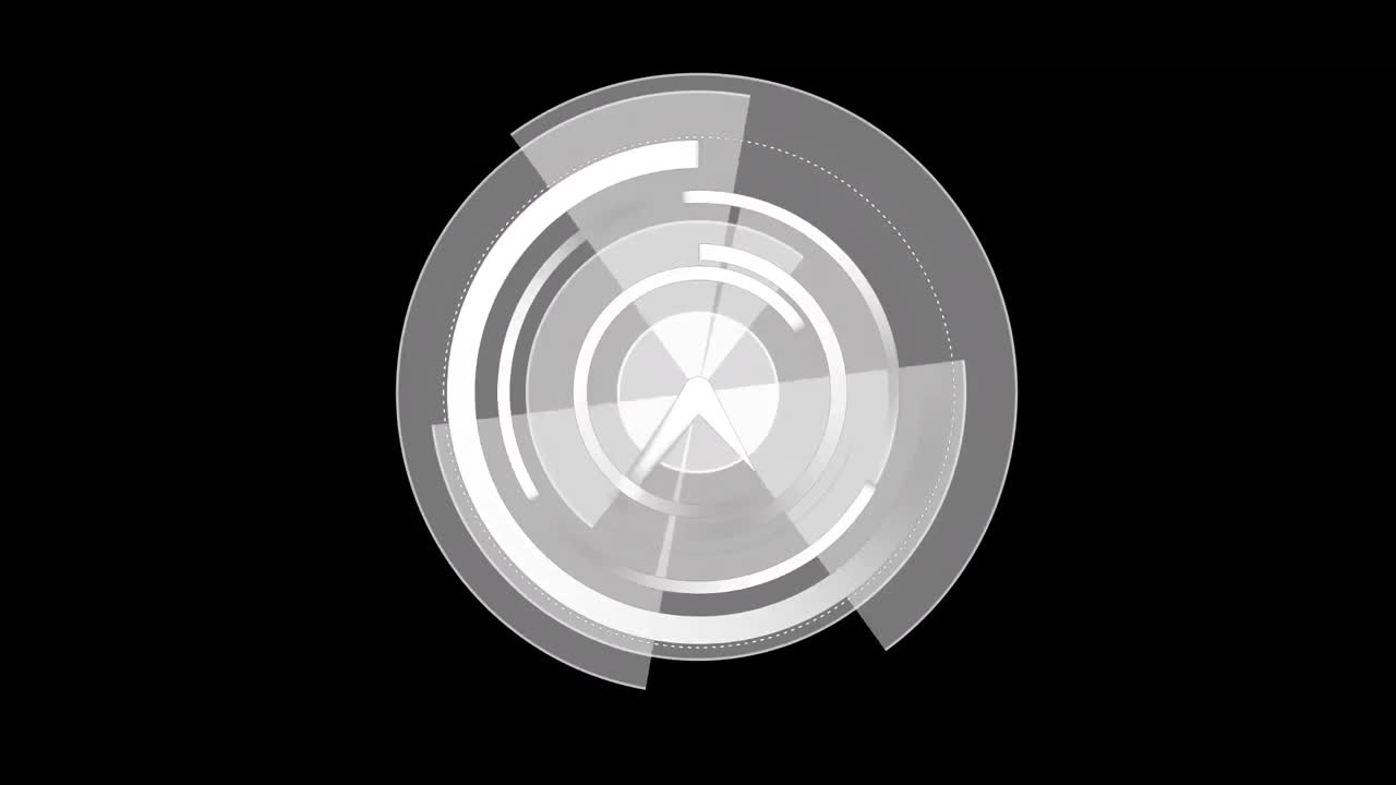animación de escaneo de alcance con reloj sobre fondo negro