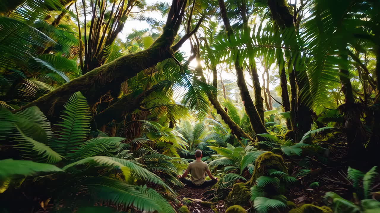 Peaceful Meditation in a Lush Tropical Forest