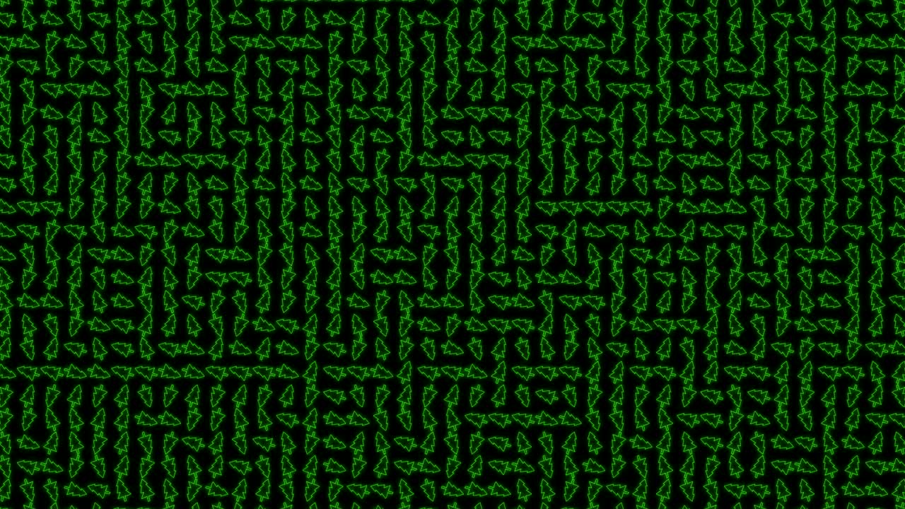 Christmas Tree Tiled Background Animation Pattern in Glowing Green and Black
