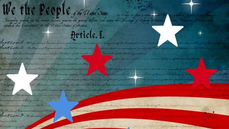 animation of stars moving over american constitution