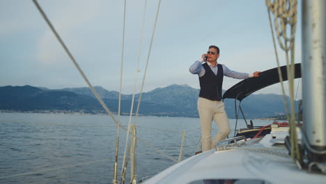 businessman on a yacht