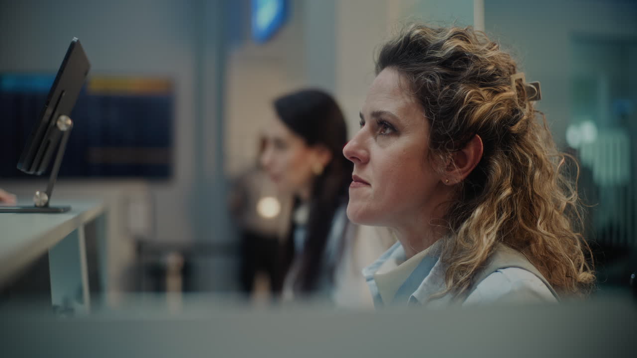 Airport Employees Working at a Counter