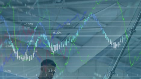 Animation-Der-Datenverarbeitung-über-Einem-Lächelnden-Kaukasischen-Geschäftsmann-Mit-Smartphone