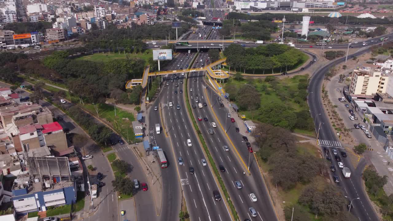 Drone footage of a cloverleaf interchange called &amp;quot;Trebol Javier Prado