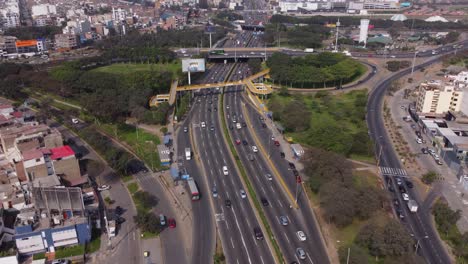 Drone-footage-of-a-cloverleaf-interchange-called-"Trebol-Javier-Prado