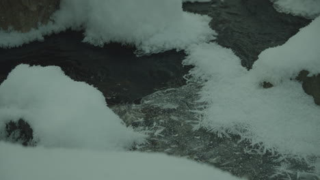 Río-Congelado-Cubierto-De-Nieve-Y-Hielo