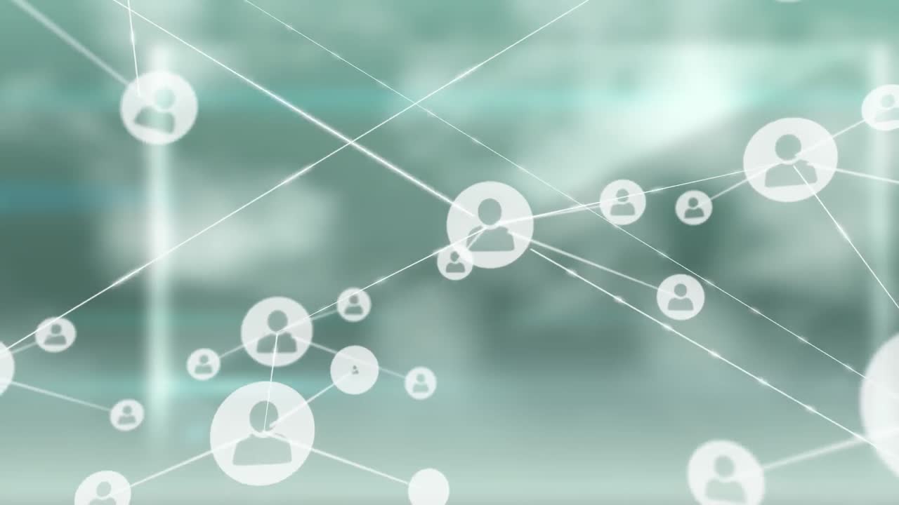 회색 흐릿한 배경에 연결 네트워크의 애니메이션