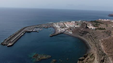 Fantastic-Aerial-Shot-Of-Approach-To-Puerto-De-Las-Nieves-In-Agaete