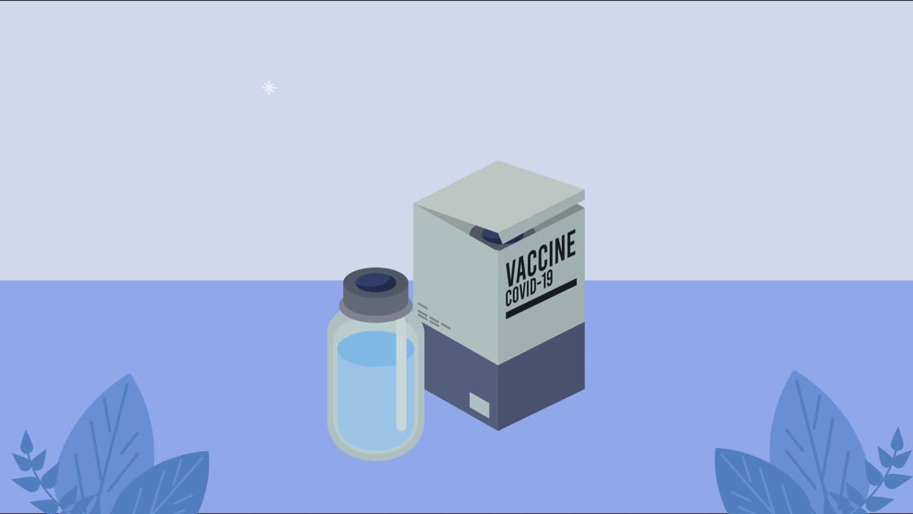 covid19 disease animation with vaccine vial
