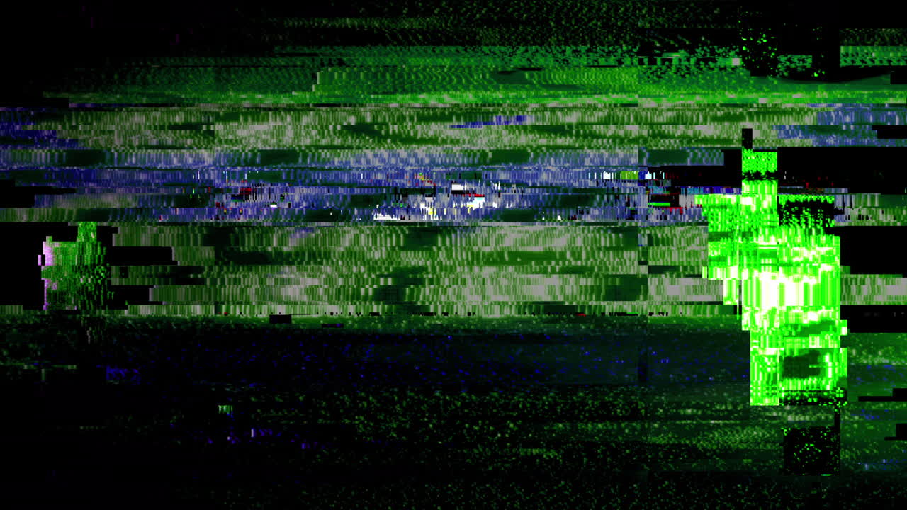 Digital Glitch Effect with Green and Black Static