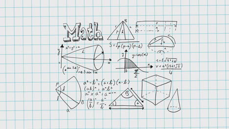 animación de ecuaciones matemáticas que se mueven sobre fondo blanco