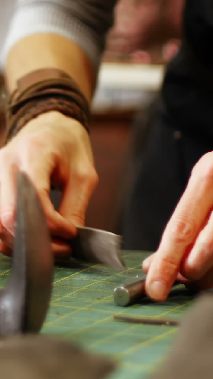 sección media de cuero de clavar artesano