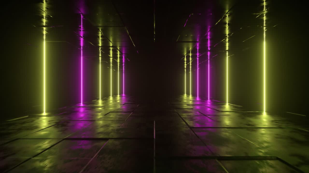 tunnel luminoso al neon rendering 3d