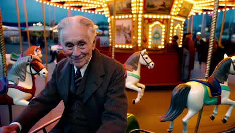 senior man on a carousel