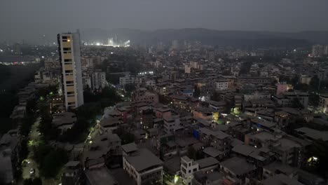 night view drone shot new mumbai