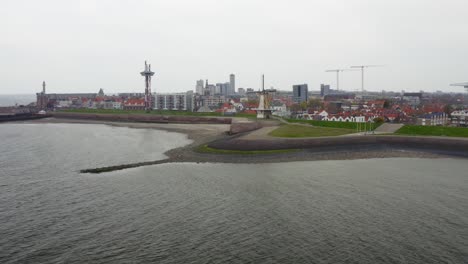 órbita aérea con un impresionante panorama de vlissingen, países bajos