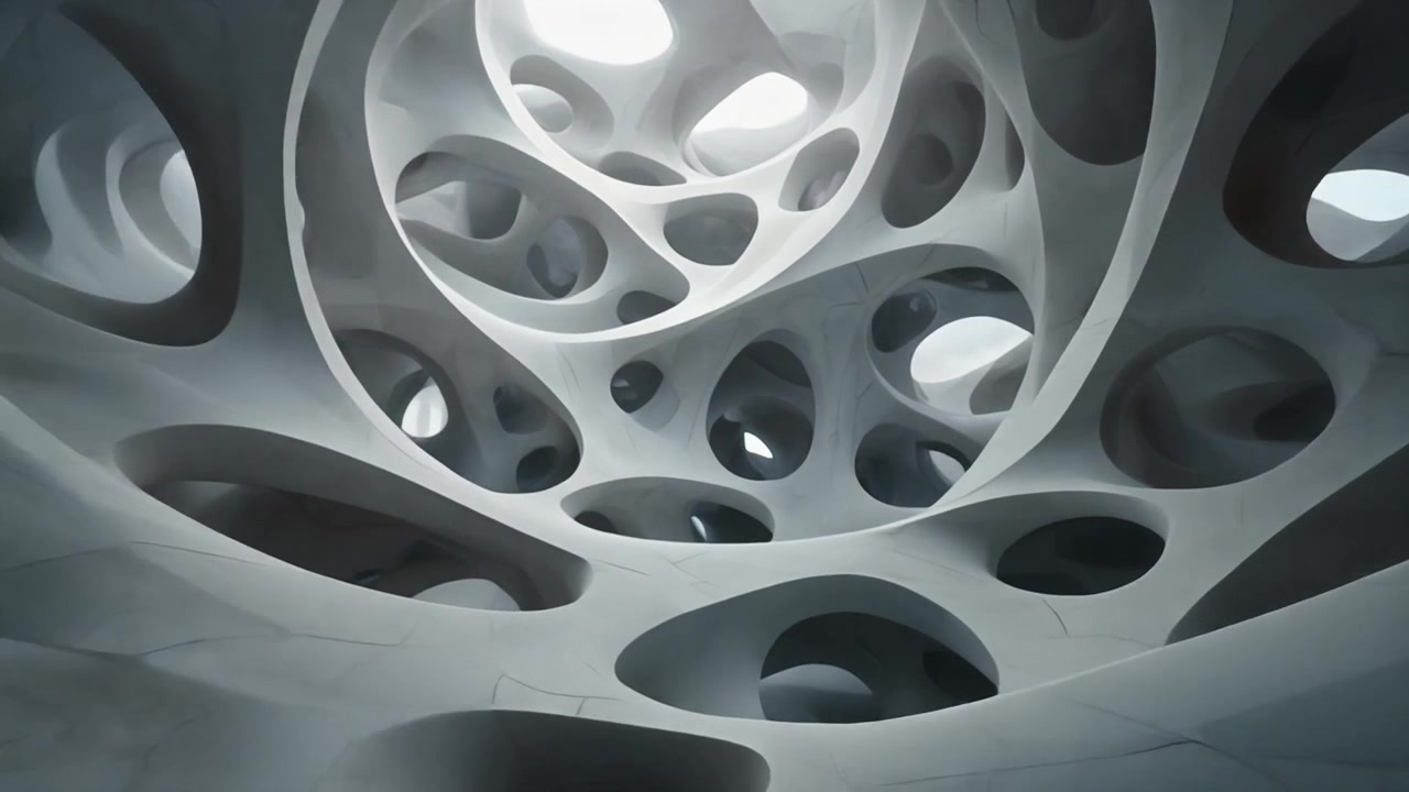 Abstract Organic Architectural Structure with Interconnected Voids