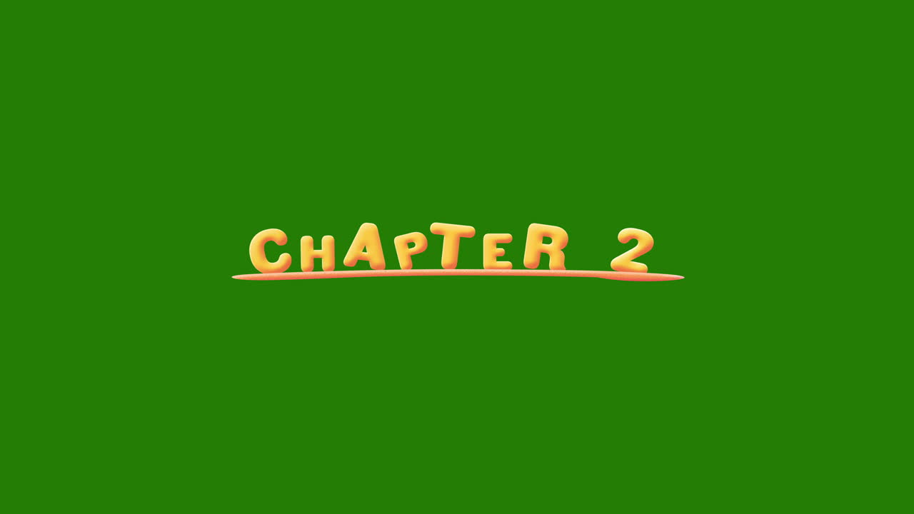 Chapter 2 Wobbly gold yellow text Animation pop up effect on a green screen - chroma key