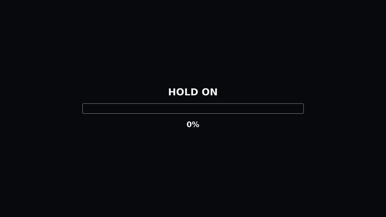 The animation shows a progress bar filling up from empty to full. It displays a hold on message as it reaches one hundred percent. This scene can be seen during loading times