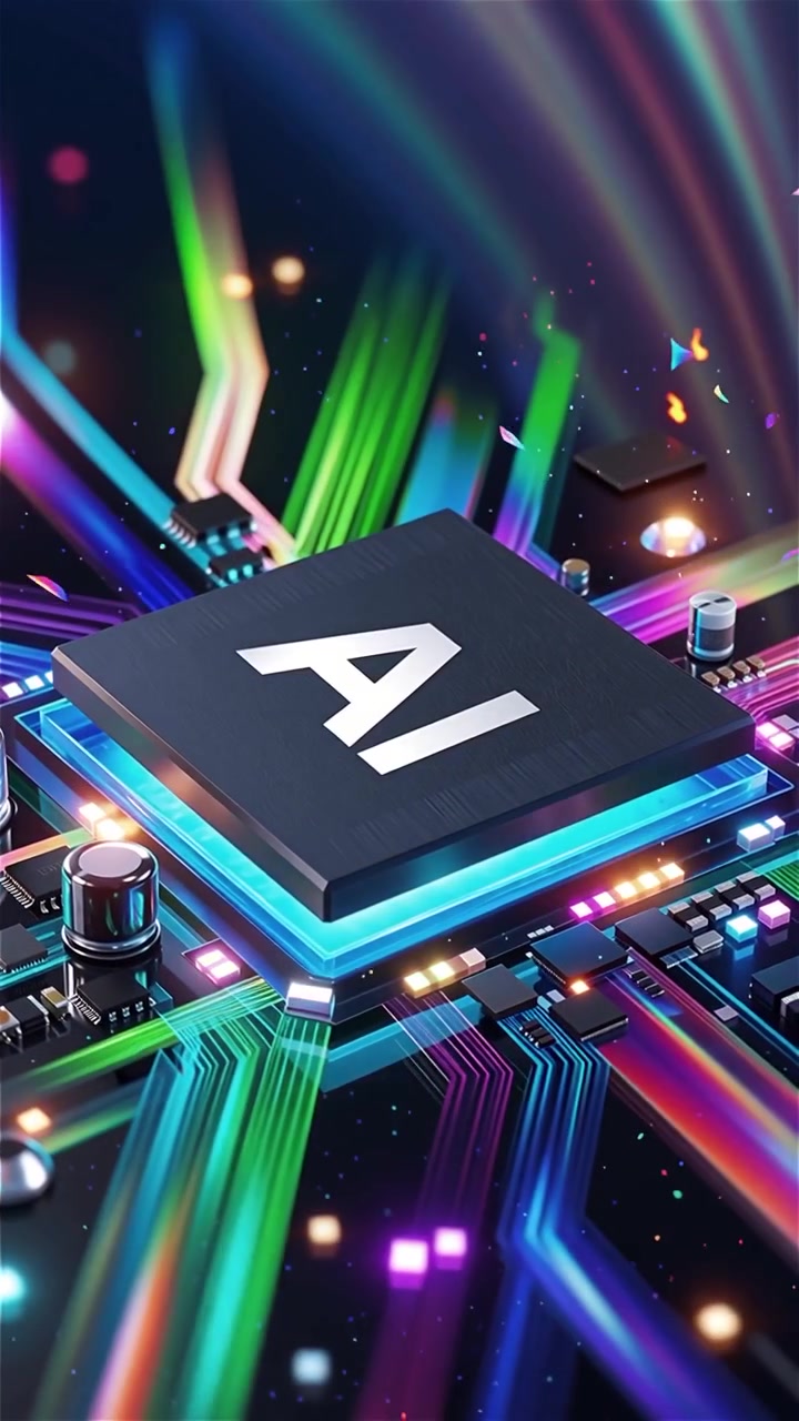 Futuristic AI Chip Motherboard Technology Background