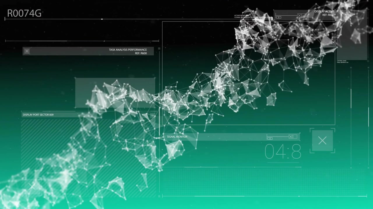 Emerging node network expanding, oscillating, receding, visualizing task performance data flow