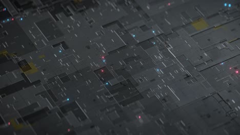 futuristic technologies board with light indicators loop 3d render animation