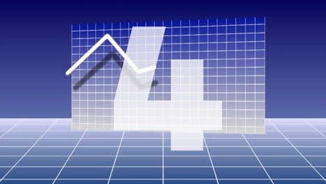 rising graph animation over grid background with number five prominently displayed