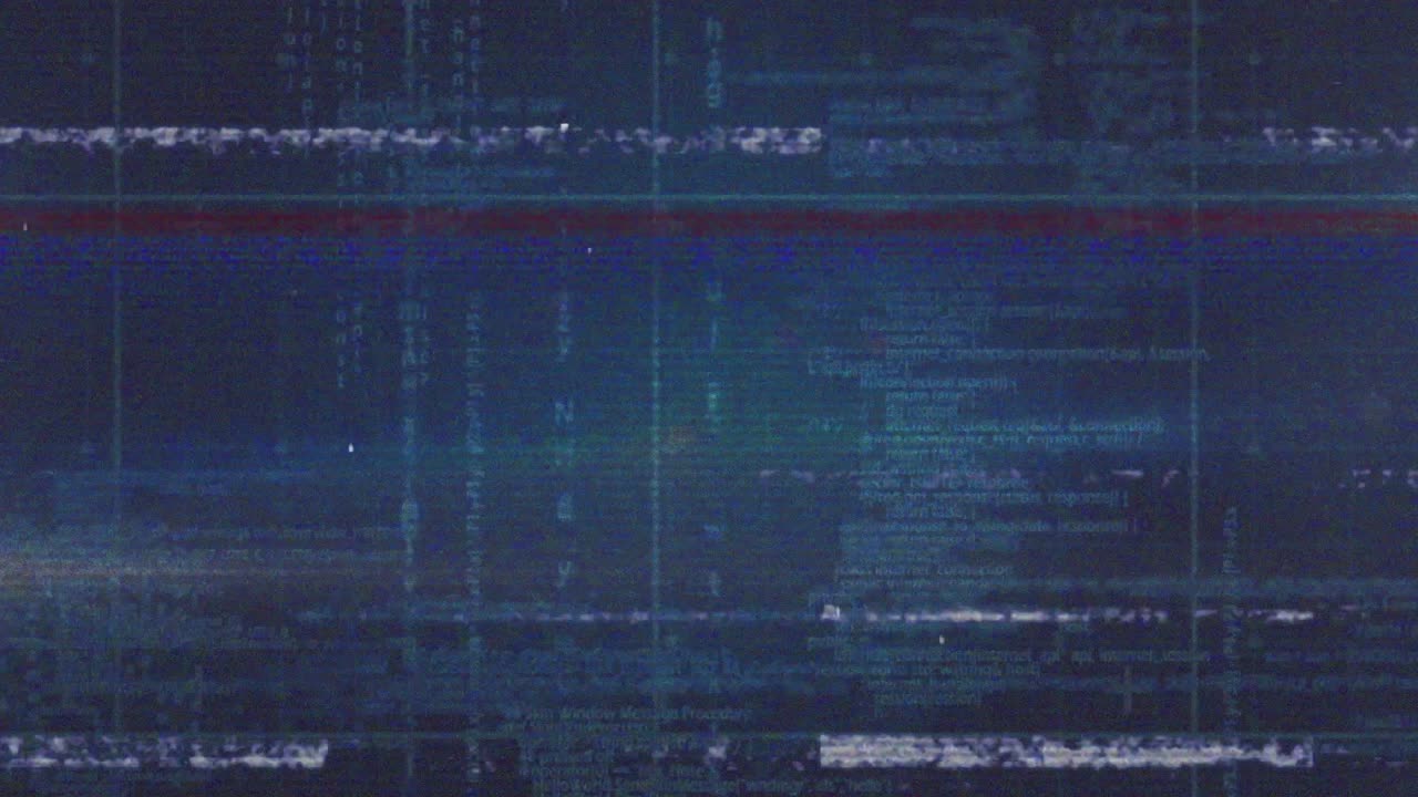 animación del efecto de fallo contra el procesamiento de datos a través de la red de red en fondo azul