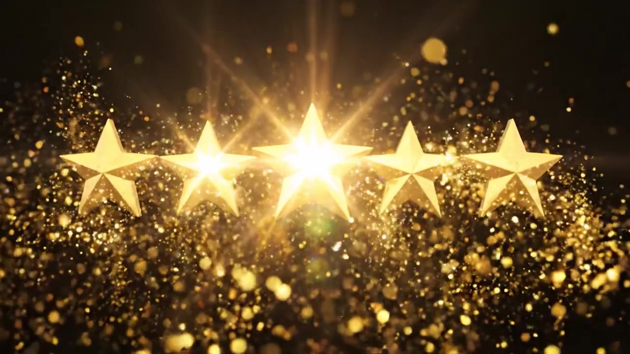 Una progressione scintillante di stelle dorate su uno sfondo scuro, che mette in mostra eleganza e successo in un accattivante viaggio visivo