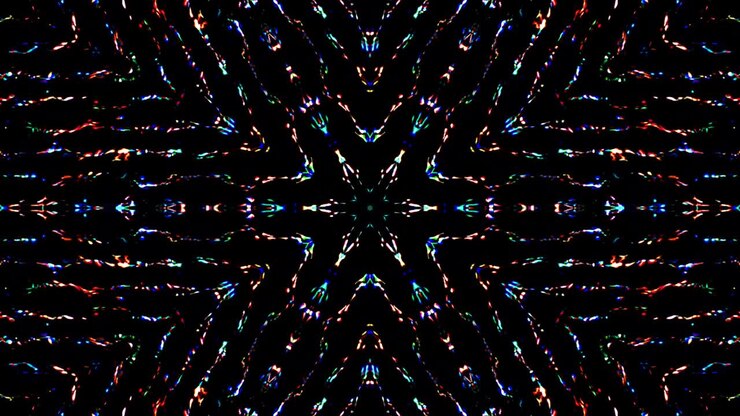 abstract lines colorful light shining round shape in center, black background