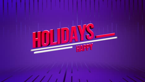 Festive-speech-bubble-Happy-Holidays-in-vibrant-red-and-blue,-floating-on-a-purple-background