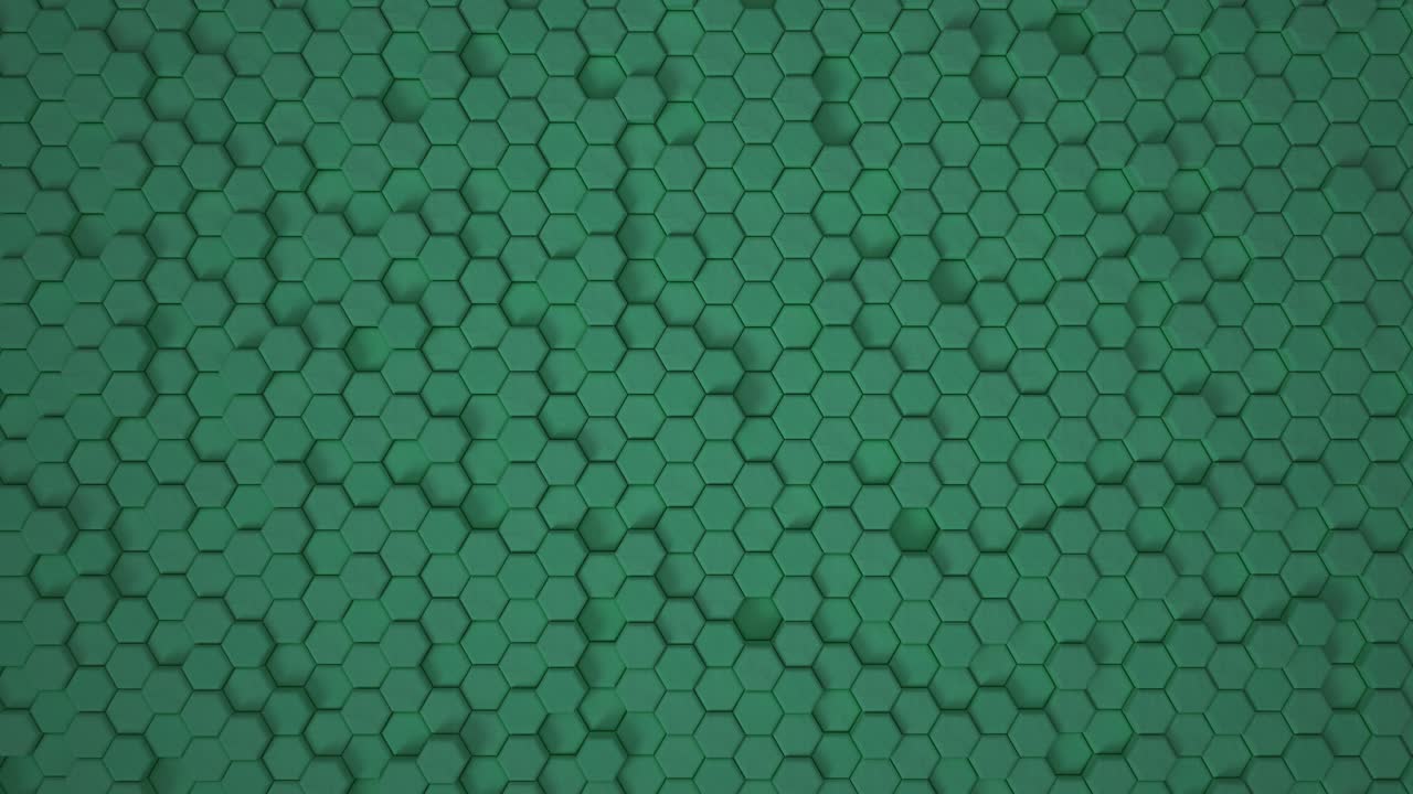 el contorno geométrico hexagonal abstracto de la superficie: el verde captura el patrón de cuadrícula hexogonal minimalista del mundo, el lienzo de fondo con movimiento aleatorio, el panal. bucle sin costuras 4k.