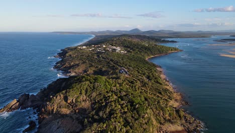 Panoramic-View-Of-Rural-Town-Of-1770-Surrounded-With-Coral-Sea-In-Gladstone-Region,-QLD,-Australia