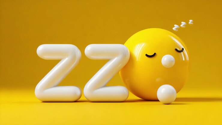 A Whimsical Representation of Sleep with a Yellow Smiley Face and 'ZZ' Displaying a Relaxing Atmosphere Perfect for Illustrating Rest and Tranquility in Animation and Design