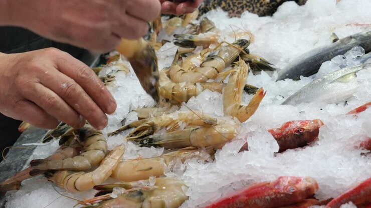 Seafood on ice