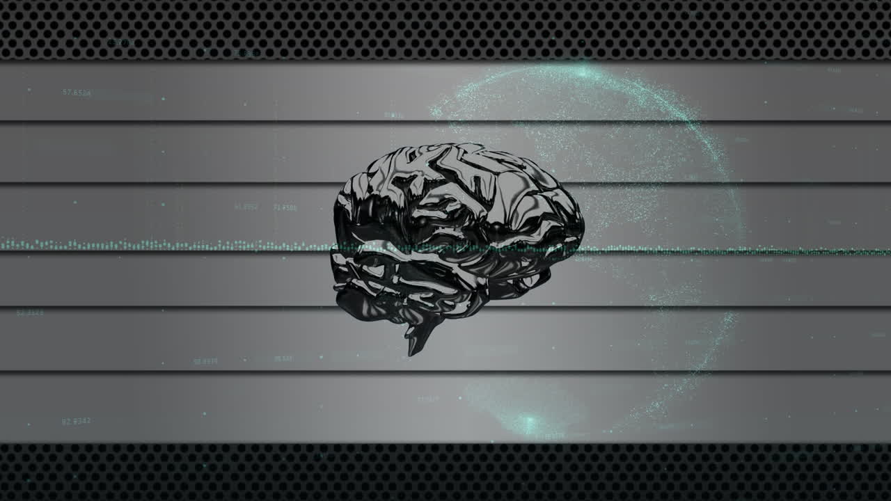 animación de gráficos sobre el cerebro giratorio en fondo gris