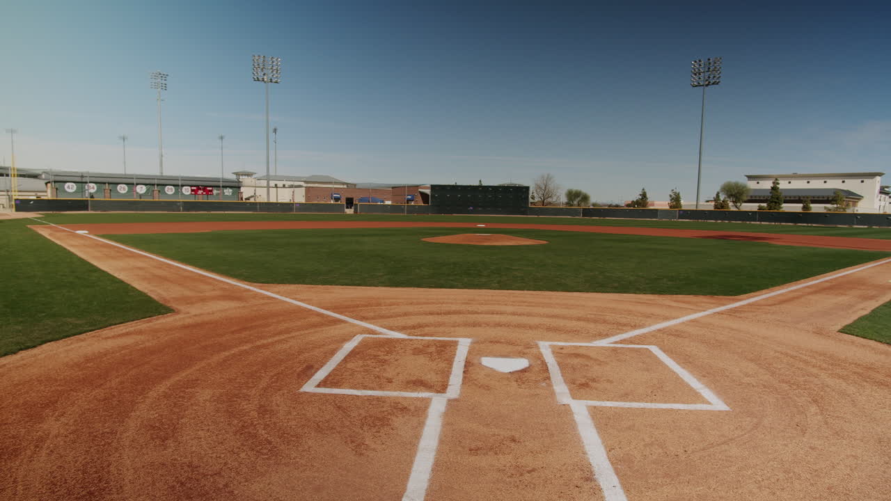 A baseball field on a sunny day