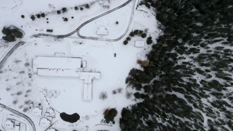 drone top shot filming an area covered with snow