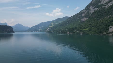 motorboat riding on a lake scape surface