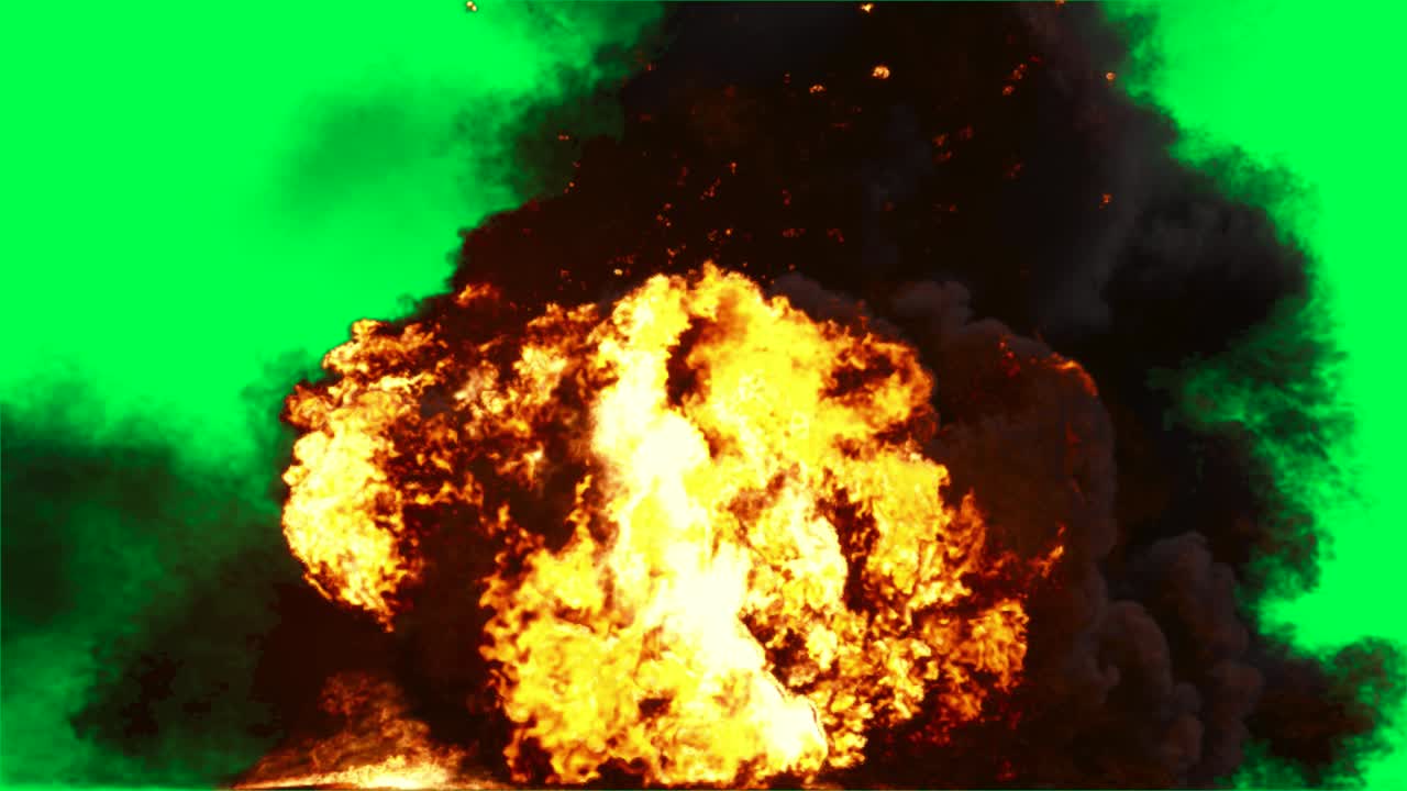 efecto de pantalla verde de explosión y fuego