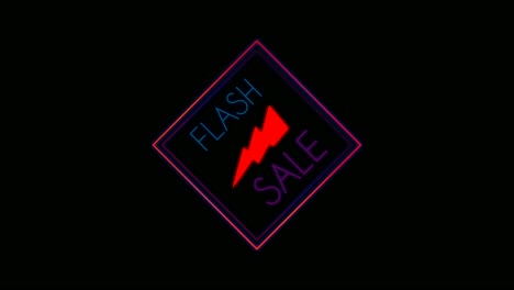 Flash-Sale-Text-Leuchtreklame-Animation-Fluoreszierendes-Licht-Leuchtender-Banner-Hintergrund