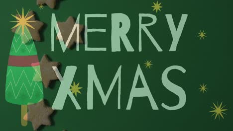 animation of merry christmas text over christmas tree