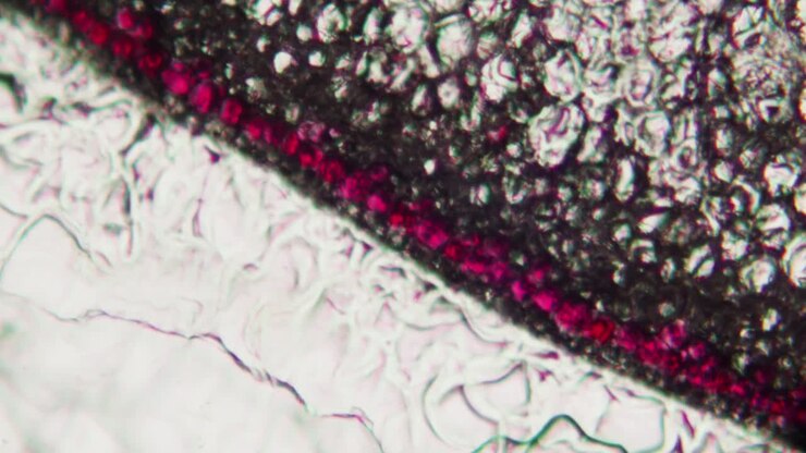 Vista microscopica astratta di tessuto cellulare