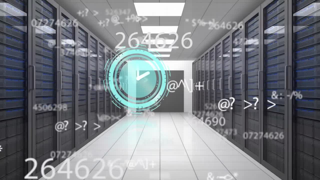 animación de reloj y números cambiando con servidores de computadora